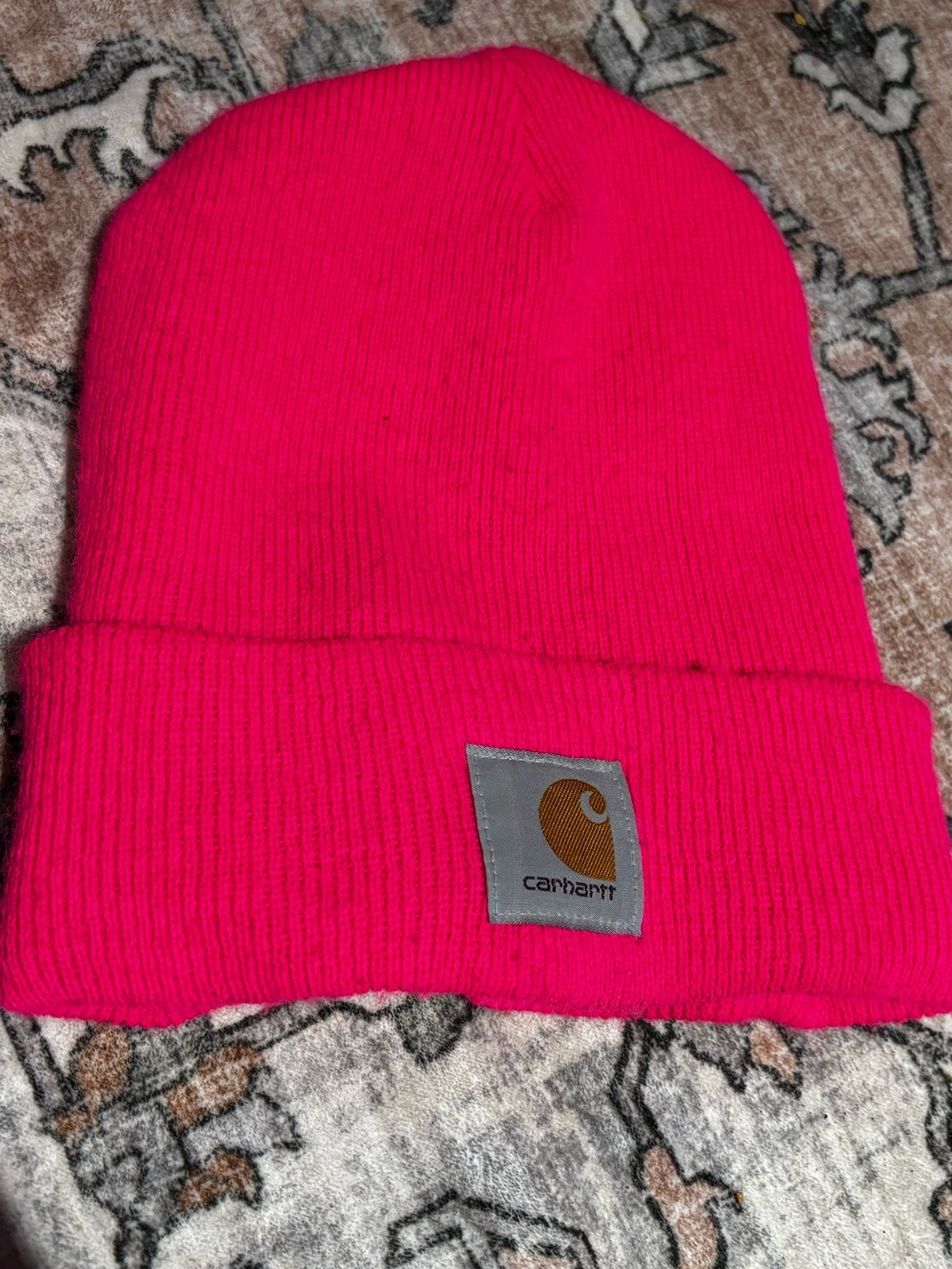 Carhartt woman’s Beanie - Bright Pink Ribbed Cuff Hat